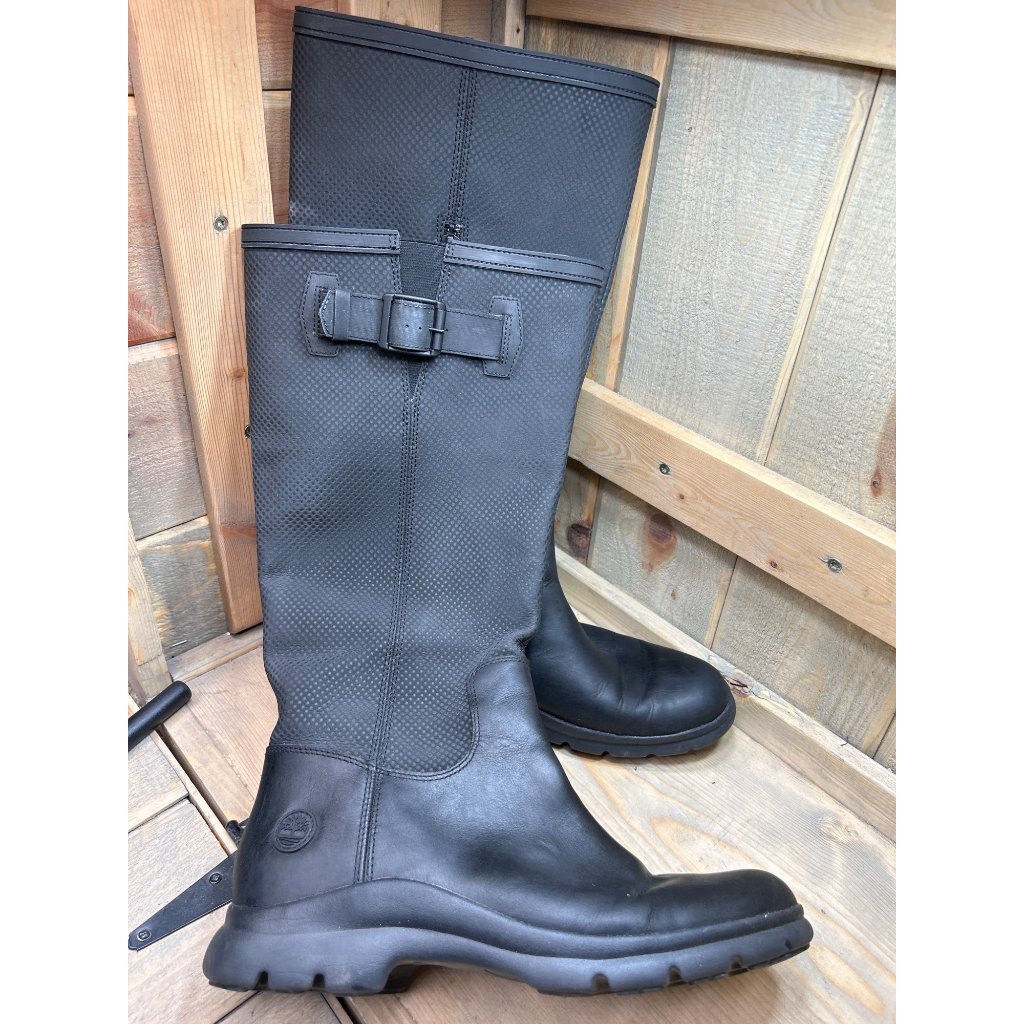 Us10 Timberland Terrain Tall A1hw6 Women's Black Leather Waterproof Boots